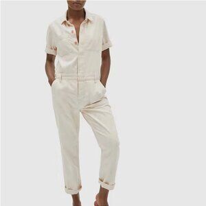 Everlane Short Sleeve Denim Coverall – Organic Cotton – Size 2 (Seeded Ecru)